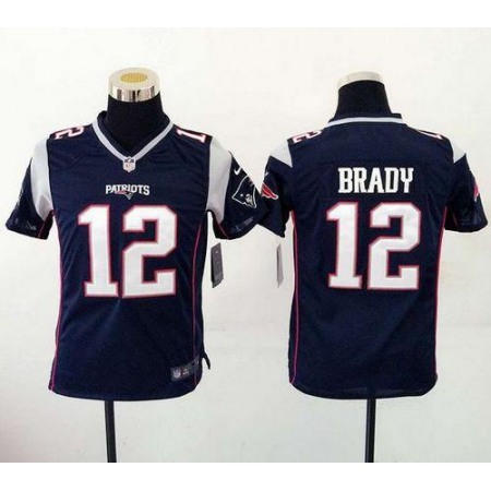 Nike Patriots #12 Tom Brady Navy Blue Team Color Youth Stitched NFL New Elite Jersey