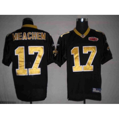 Saints #17 Robert Meachem Black With Super Bowl Patch Stitched Youth NFL Jersey
