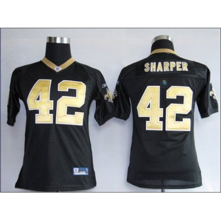 Saints #42 Darren Sharper Black Stitched Youth NFL Jersey