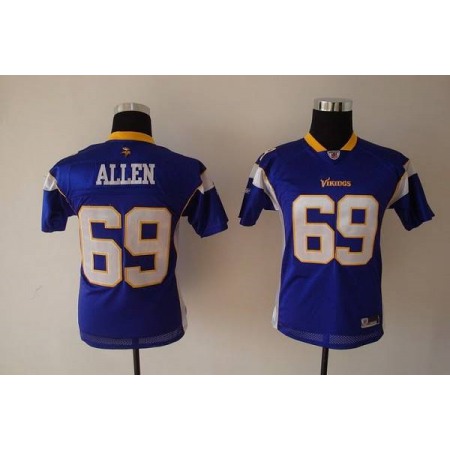Vikings #69 Jared Allen Purple Stitched Youth NFL Jersey