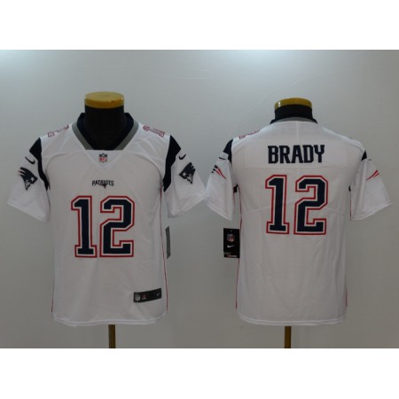 Youth New England Patriots #12 Tom Brady Nike White Vapor Untouchable Limited Jersey