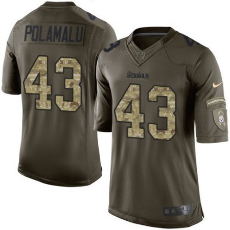 Nike Steelers #43 Troy Polamalu Green Youth Stitched NFL Limited Salute to Service Jersey