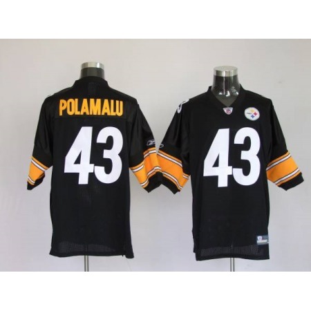 Steelers #43 Troy Polamalu Black Stitched Youth NFL Jersey