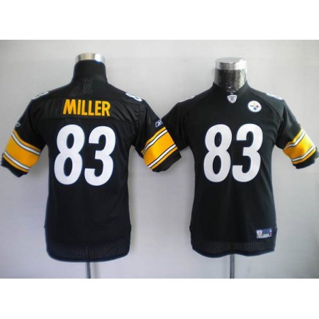 Steelers #83 Heath Miller Black Stitched Youth NFL Jersey