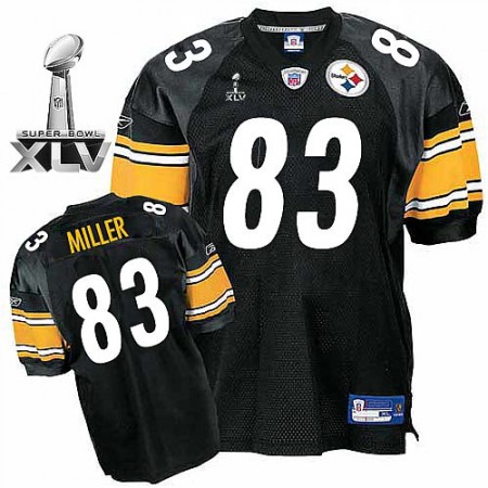 Steelers #83 Heath Miller Black Super Bowl XLV Stitched Youth NFL Jersey