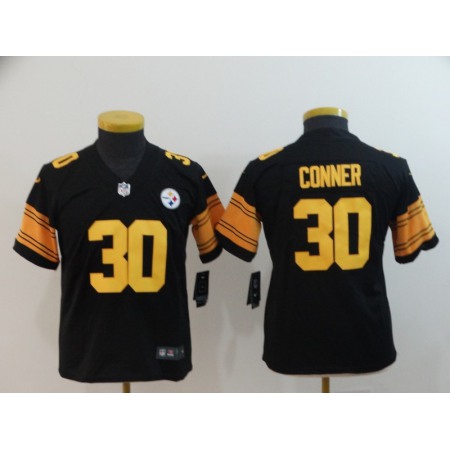 Youth Pittsburgh Steelers #30 James Conner Black Limited Rush NFL Stitched Jersey
