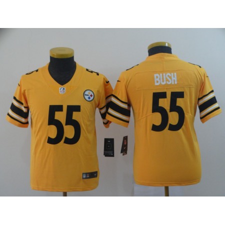 Youth Pittsburgh Steelers #55 Devin Bush 2019 Gold Inverted Legend Stitched NFL Jersey