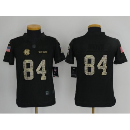 Youth Pittsburgh Steelers #84 Antonio Brown Black Salute to Service Limited Stitched NFL Jersey
