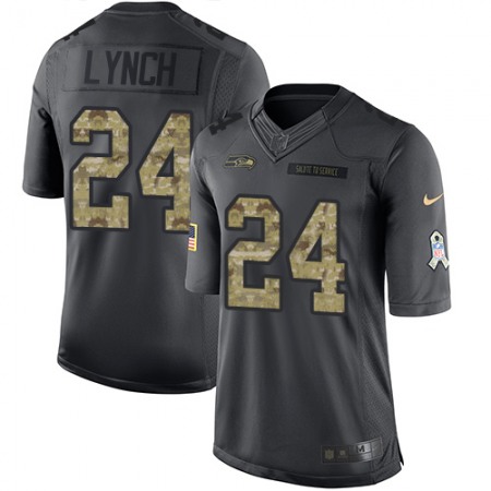 Nike Seahawks #24 Marshawn Lynch Black Youth Stitched NFL Limited 2016 Salute to Service Jersey