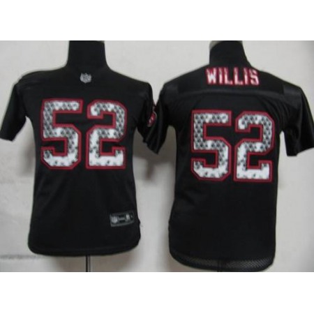 Sideline Black United 49ers #52 Patrick Willis Black Stitched Youth NFL Jersey