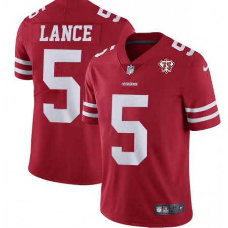 Youth San Francisco 49ers #5 Trey Lance 2021 NFL Draft Red 75th Anniversary Vapor Untouchable Limited Stitched Jersey