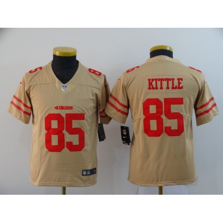 Youth San Francisco 49ers #85 George Kittle Gold Inverted Legend Stitched Jersey