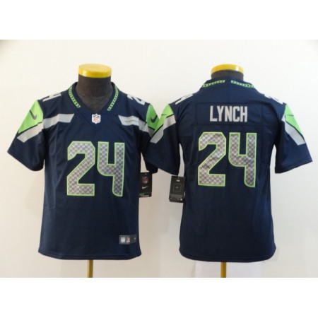 Youth Seattle Seahawks #24 Marshawn Lynch Navy Vapor Untouchable L Limited Stitched NFL Jersey