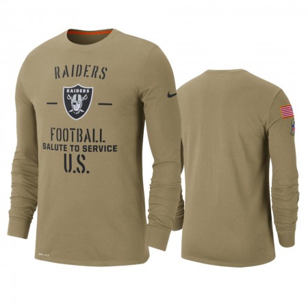 Men's Oakland Raiders Tan 2019 Salute to Service Sideline Performance Long Sleeve Shirt