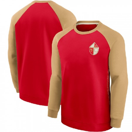 Men's San Francisco 49ers Scarlet/Gold Historic Raglan Crew Performance Sweater