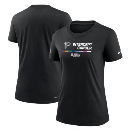 Women's Atlanta Falcons 2022 Black Crucial Catch Performance T-Shirt(Run Small)