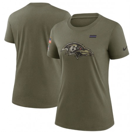Women's Baltimore Ravens Olive 2021 Salute To Service T-Shirt (Run Small)