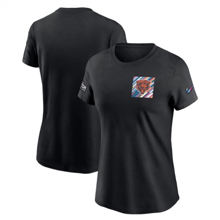 Women's Chicago Bears Black 2023 Crucial Catch Sideline Tri-Blend T-Shirt(Run Small)