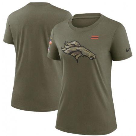 Women's Denver Broncos Olive 2021 Salute To Service T-Shirt (Run Small)