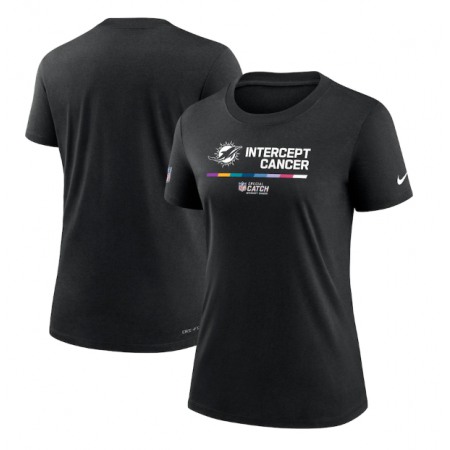Women's Miami Dolphins 2022 Black Crucial Catch Performance T-Shirt(Run Small)