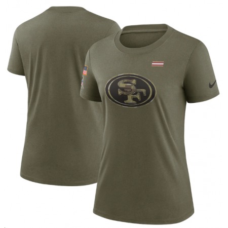 Women's San Francisco 49ers Olive 2021 Salute To Service T-Shirt (Run Small)