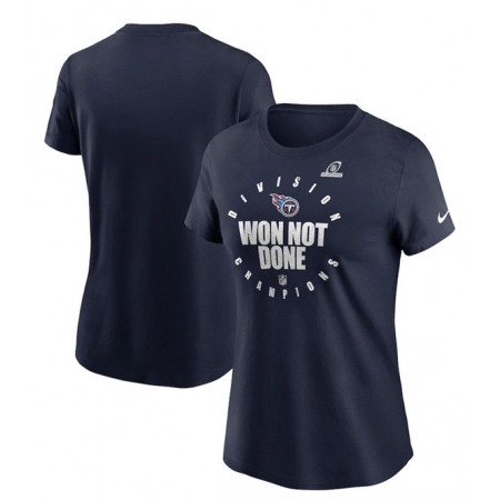 Women's Tennessee Titans 2020 Navy AFC South Division Champions NFL T-Shirt(Run Small)