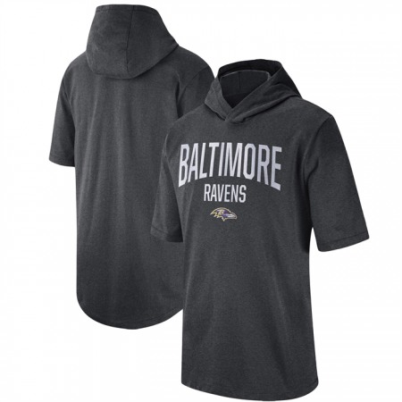 Men's Baltimore Ravens Heathered Charcoal Sideline Training Hoodie Performance T-Shirt