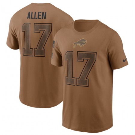 Men's Buffalo Bills #17 Josh Allen 2023 Brown Salute To Service Name & Number T-Shirt