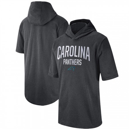 Men's Carolina Panthers Heathered Charcoal Sideline Training Hoodie Performance T-Shirt