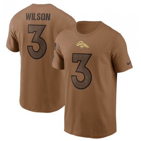 Men's Denver Broncos #3 Russell Wilson 2023 Brown Salute To Service Name & Number T-Shirt