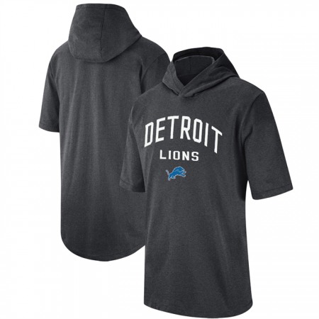 Men's Detroit Lions Heathered Charcoal Sideline Training Hoodie Performance T-Shirt