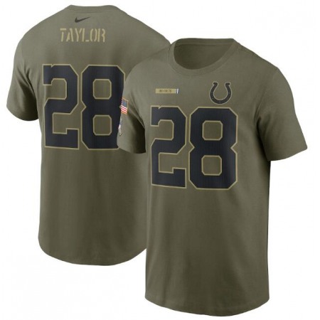 Men's Indianapolis Colts #28 Jonathan Taylor 2021 Olive Salute To Service Legend Performance T-Shirt