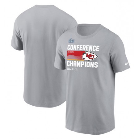 Men's Kansas City Chiefs Gray 2022 AFC Champions Locker Room Trophy Collection T-Shirt