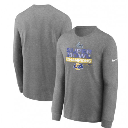 Men's Los Angeles Rams 2022 Heathered Charcoal Super Bowl LVI Champions Locker Room Trophy Collection Long Sleeve T-Shirt