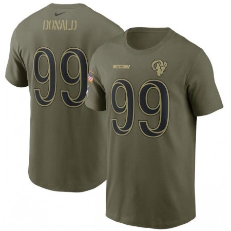 Men's Los Angeles Rams #99 Aaron Donald 2021 Olive Salute To Service Legend Performance T-Shirt
