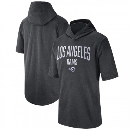 Men's Los Angeles Rams Heathered Charcoal Sideline Training Hoodie Performance T-Shirt