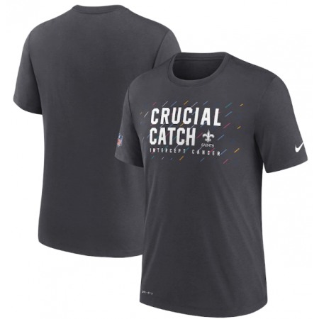 Men's New Orleans Saints Charcoal 2021 Crucial Catch Performance T-Shirt