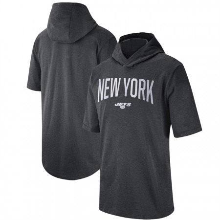 Men's New York Jets Heathered Charcoal Sideline Training Hoodie Performance T-Shirt