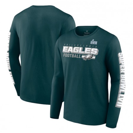 Men's Philadelphia Eagles Midnight Green Super Bowl LVII Star Trail Long Sleeve T-Shirt