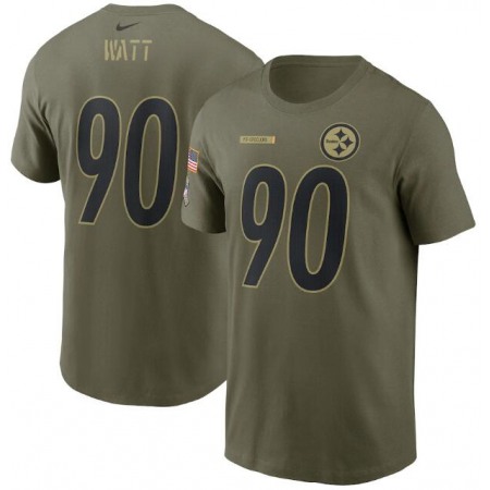 Men's Pittsburgh Steelers #90 T.J. Watt 2021 Olive Salute To Service Legend Performance T-Shirt