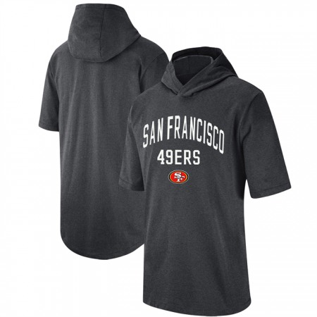 Men's San Francisco 49ers Heathered Charcoal Sideline Training Hoodie Performance T-Shirt