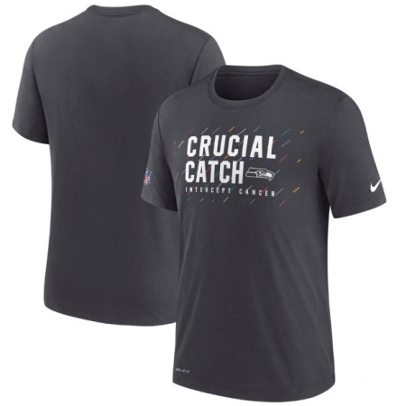 Men's Seattle Seahawks Charcoal 2021 Crucial Catch Performance T-Shirt