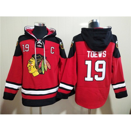Men's Chicago Blackhawks #19 Jonathan Toews Red Ageless Must-Have Lace-Up Pullover Hoodie