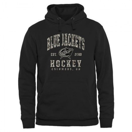 Men's Columbus Blue Jackets Black Camo Stack Pullover Hoodie