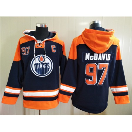 Men's Edmonton Oilers #97 Connor McDavid Navy Ageless Must-Have Lace-Up Pullover Hoodie