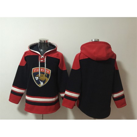 Men's Florida Panthers Blank Black/Red Lace-Up Pullover Hoodie