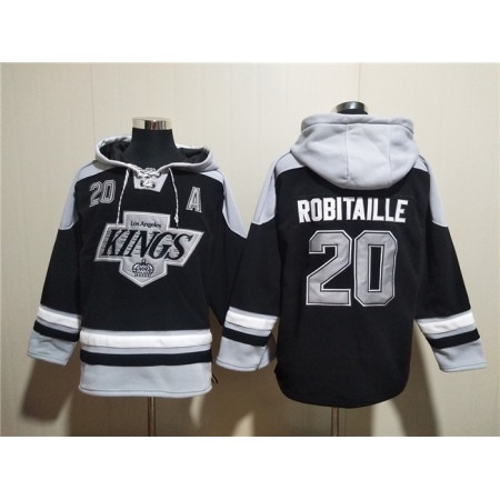 Men's Los Angeles Kings #20 Luc Robitaille Black Ageless Must-Have Lace-Up Pullover Hoodie