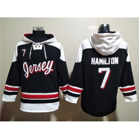 Men's New Jersey Devils #7 Dougie Hamilton Black/White Ageless Must-Have Lace-Up Pullover Hoodie