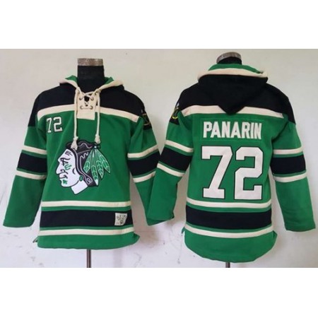 Blackhawks #72 Artemi Panarin Green St. Patrick's Day McNary Lace Hoodie Stitched NHL Jersey