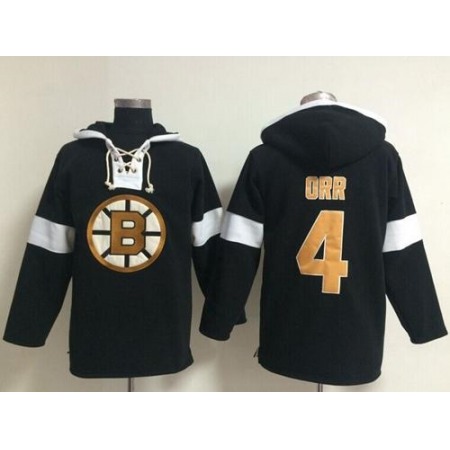 Bruins #4 Bobby Orr Black NHL Pullover Hoodie